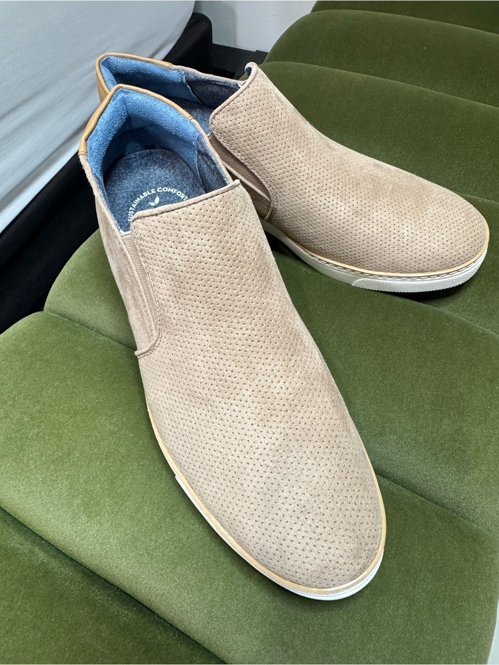 Dr. Scholl's Men's Beige Perforated Slip-On Loafers